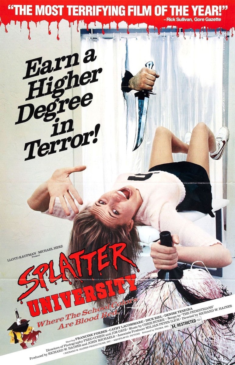 EugWSerra's tweet photo. On July 13, 1984, Splatter University was released. #SplatterUniversity #ForbesRiley #DickBiel #RicRandig #KathyLaCommare #JohnEliasMichalakis #LauraGold https://t.co/EwESA7dcOx