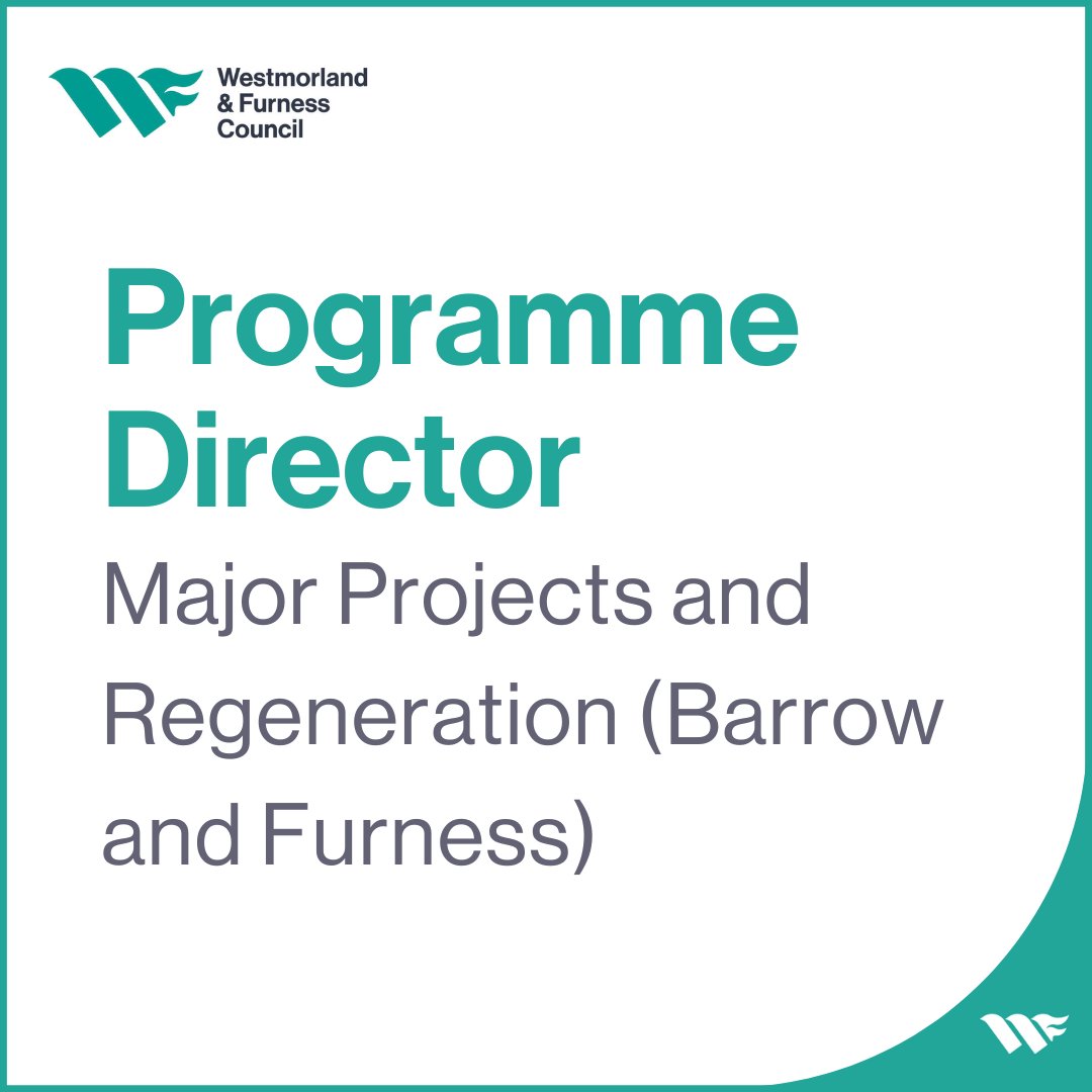 WandFCouncil's tweet photo. We're hiring!

Programme Director - Major Projects and Regeneration (Barrow and Furness)
 
We have a unique opportunity for a Programme Director to explore new ways to deliver planned investment and growth in Barrow and Furness.

https://t.co/xfThhMbaks https://t.co/ueGZrvhJuS