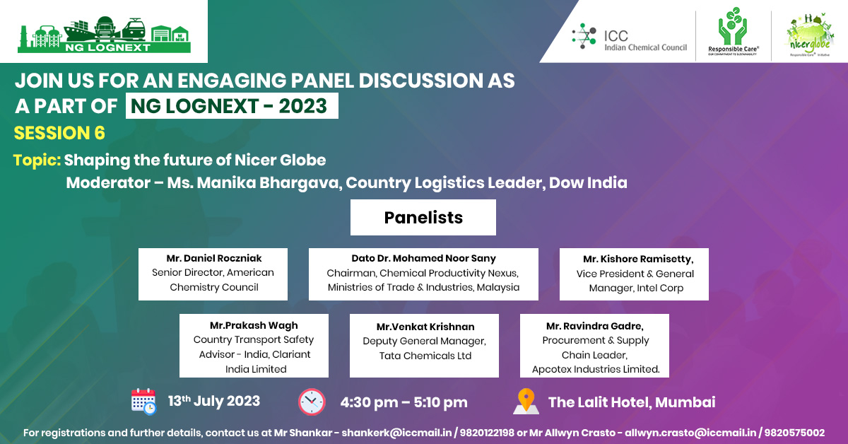icc_india's tweet image. Join us for an interesting panel discussion on Shaping the Future of Nicer Globe
Date: 13th July 2023 
Venue: The Lalit, Mumbai For more details, refer to the image below: 
#logisticsevent #nicerglobe