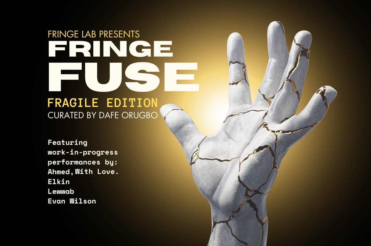 🎤 FRINGE LAB are delighted to team up with Dublin Fringe Festival Associate Artist Dafe Orugbo to present Fringe FUSE: Fragile Edition. 

Join us for an evening of in-person work-in-progress.

📍Whelan's Main Room
🗓 26 July, 7.30pm
🎟 Free but ticketed: 
fringefest.com/news/announcem…