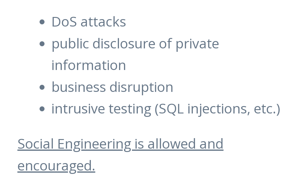 Have you ever seen "Social Engineering in Scope of the program"? 😳