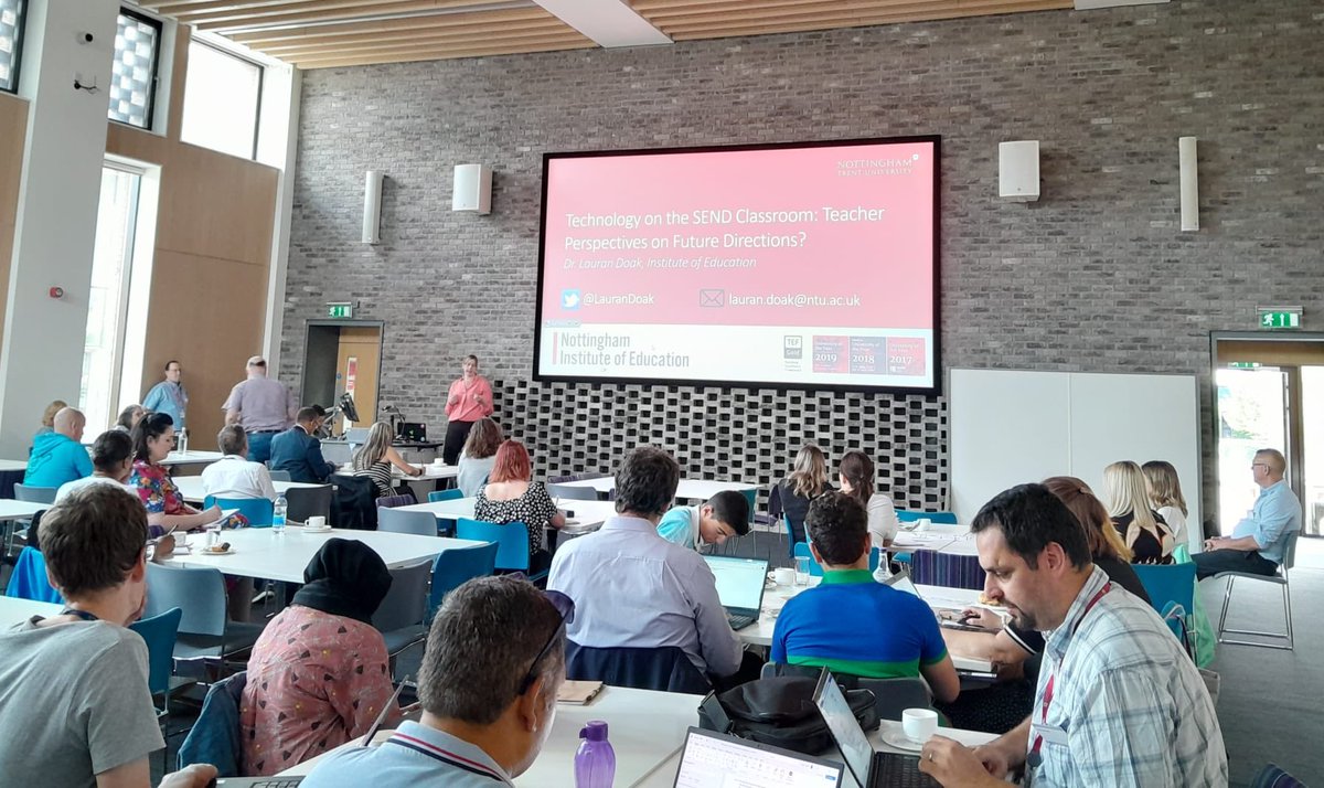 LauranDoak's tweet photo. It was a privilege to give the opening talk of the all-day event on AI and VR in the SEND classroom, organised by the fabulous Professor David Brown and team. I particularly respect their deep commitment to co-production of tech. with people with learning disabilities. https://t.co/oeSvTYPIWz