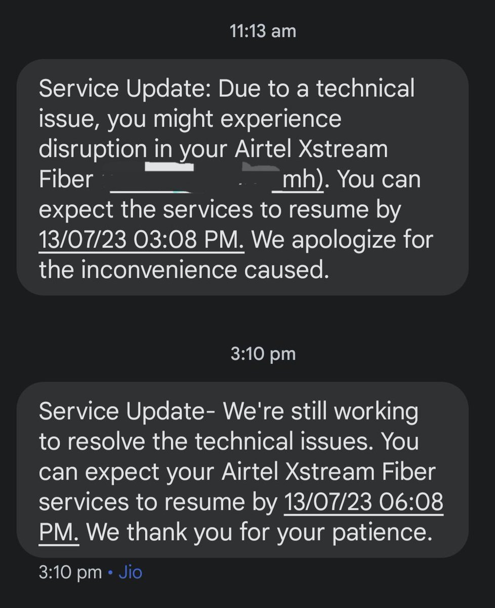 pranpsp's tweet photo. @Airtel_Presence @airtelindia your service remains down for many hours in a day. Today Xtream fiber i down from morning and says it will resume at 6pm. How person working from home can do his offixe work if internet is down for entire day?😡 https://t.co/IRAXjVCJoO