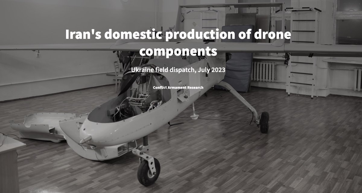 conflictarm's tweet photo. New📢from CAR: ‘Iran's domestic production of drone components’

Read CAR's latest #Ukraine️ field dispatch.
https://t.co/wSKAVBrKX7 https://t.co/8cGlGBuHFn