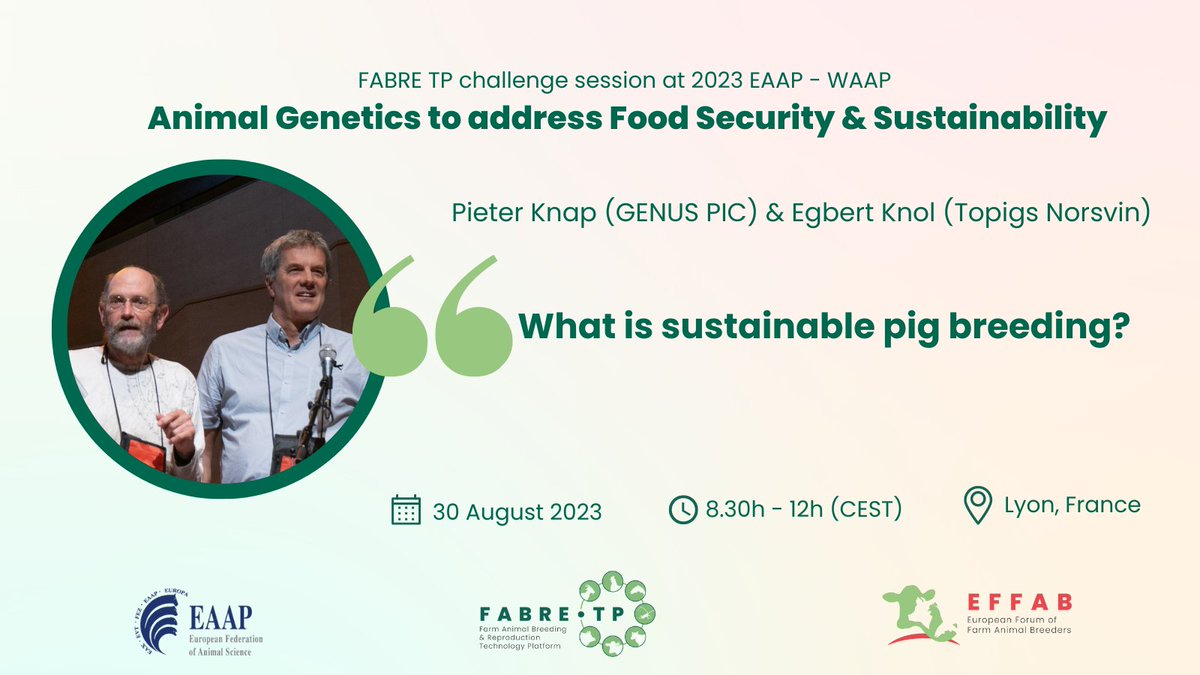 EFFAB_FABRETP's tweet photo. 🥁Amazing news!

We will be pleased to have this duo back during our session at  @eaap2023Lyon!

They will share their insights on sustainable #pigbreeding🐷🧬, promising an engaging and informative session.

🗓️30 Aug
🕑8.30h - 12:30h
📍 Lyon 🇫🇷

ℹ️  https://t.co/XY05XiwkWw https://t.co/PFydJgMHZ1