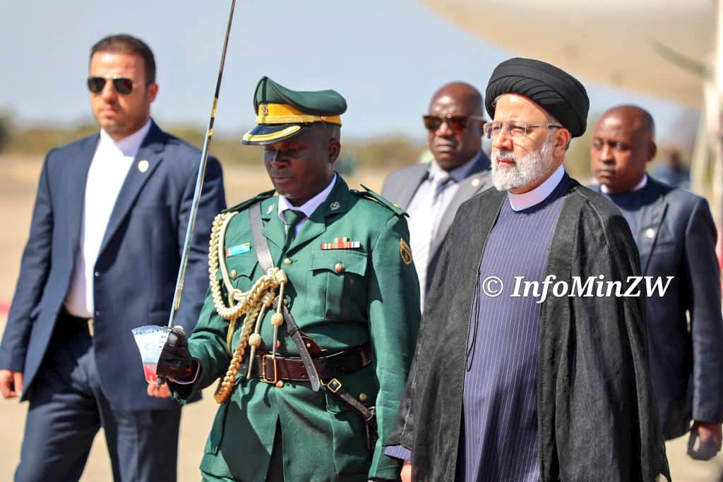 nicolehondo's tweet photo. President of the Islamic Republic of Iran His Excellency Dr Seyyed Ebrahim Raisi has arrived in  Zimbabwe for a one day State visit. This is the first trip to Africa by an Iranian leader in 11 years.
#Engagement
#WhyED ✅️ https://t.co/tHD3venTFC