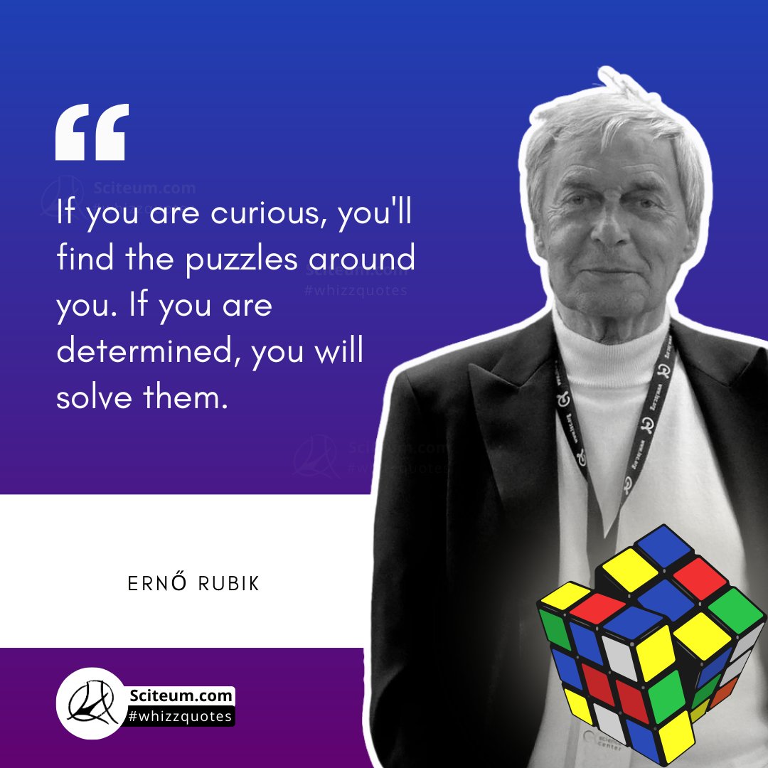 sciteum's tweet photo. He is a Hungarian puzzle designer, professor of architecture and also an inventor. In search of a good task for his students, he invents Rubik's Cube. Born #onthisday (July 13) in 1944, his name is Ernő Rubik.

Happy B'day @erno_rubik 🎉

#whizzquotes
#scicomm @Rubiks_Official https://t.co/Aynk6qLrZ0