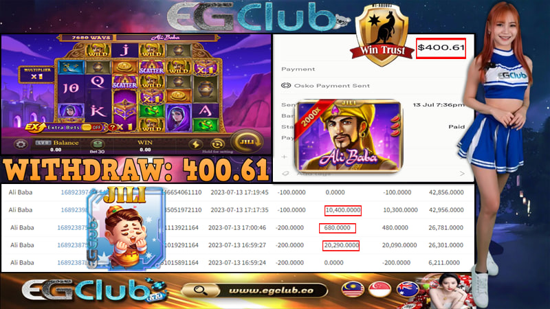 EGClub_Aus's tweet photo. Platform - JILI
Game - ALI BABA

Deposit -  AUD 50.00
Withdraw - AUD 400.6
Bet Amount - AUD 1.00

Join the club, feel the thrill – EGClub, where tongue twisters come to chill!
|Live Chat Room : https://t.co/dFYikqRdkr https://t.co/f1Kc4O9vpt