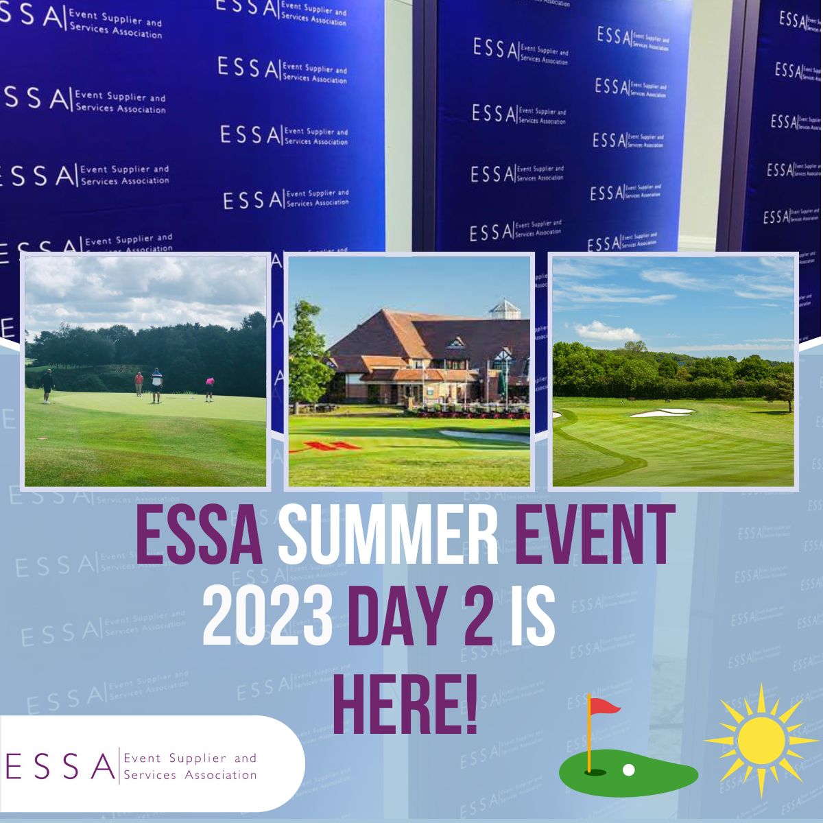ESSAnews's tweet photo. The championship golf course awaits all those attending Day Two of ESSA's Summer Event with our famed charity golf day - 𝘐𝘯 𝘵𝘩𝘦 𝘙𝘰𝘶𝘨𝘩 - welcoming members and #eventprofs. ⛳
 
Here's to a tee-riffic day. May the course be with you!

#ESSASummerEvent23 #ESSAcommunity https://t.co/Mz7c5ka3cK