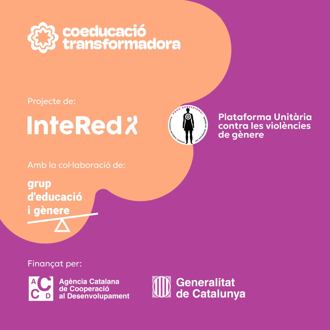 Et preocupa l'estat de la coeducació a Catalunya?

📢Presentem els resultats de la recerca 
'Cap a una educació més feminista'

🌐 En línia
 📅 19 de juliol a les 11h
 👭 Amb <a href="/edugenere/">Grup d'Educació i Gènere UAB 💜🌈</a> 

Inscripcions 👇🏾
coeducaciotransformadora.cat/cap-a-una-educ…

#coeducaciótransformadora