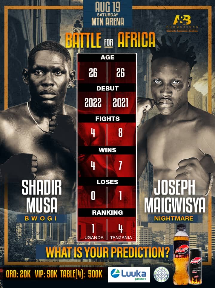 BwogiMusa's tweet photo. The Tale of the tape 💪🏾we ready for Tanzanian 🇹🇿 JOSEPH MAIGWISYA #TMSMB #TMOLYBWOGI⚡️ #BWOGIMAIGWISYA #BOXINGFORCHARITY #UGANDATANZANIA #SPORTSFORDEVELOPMENT https://t.co/IbOW35RPuu