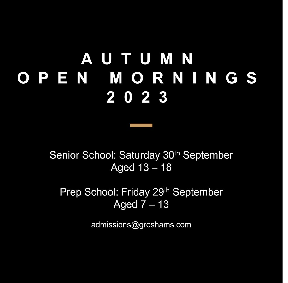Greshams_School's tweet image. A great opportunity to find out more about our school, meet our pupils and staff, take a tour of our facilities and see many of the activities your child would experience at Gresham’s. Book your place: greshams.com/admissions/vis… #spacetobeyourself