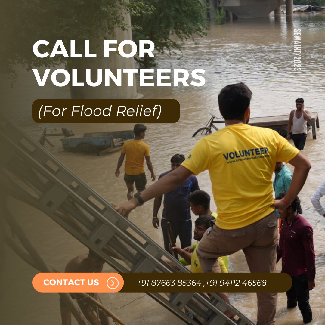 Sewa_Intl's tweet photo. Volunteers, let's get to the action! We need you TODAY… 

Join Sewa International as volunteers in providing crucial assistance to the stranded people affected by the rising water levels at the Yamuna river. As the flood situation worsens, it's time for us to stand together and lend a helping hand to our fellow citizens in need.

#NorthernIndiaFloods #SewaInternational #DonateForRelief #TogetherWeCanHelp #Floods #FloodAlert #RainDisaster #EmergencyResponse #DonateNow #NGO #SewaInternational #DisasterResponse #Volunteers #Disaster