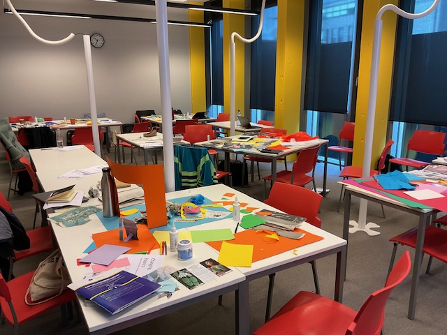 Here at a workshop #EWIS2023, we've been set the challenge to find synergies in our work and represent our ideas creatively. We're bringing insights from our upcoming project with <a href="/BelgradeTheatre/">Belgrade Theatre</a> 
 <a href="/Warwick_Law/">Warwick Law School</a>