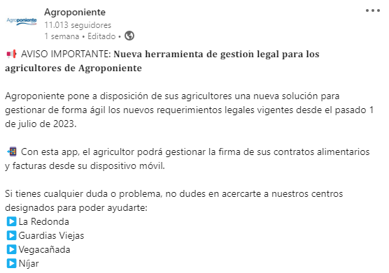 #AbacFundCompany | @Agroponiente  is offering a new management tool which allows farmers to comply with recent legal requirements in effect since the 1st of July in an agile manner. Learn more here > bit.ly/3rvfFxW #AbacCapital #Agroponiente #solucionesdigitales