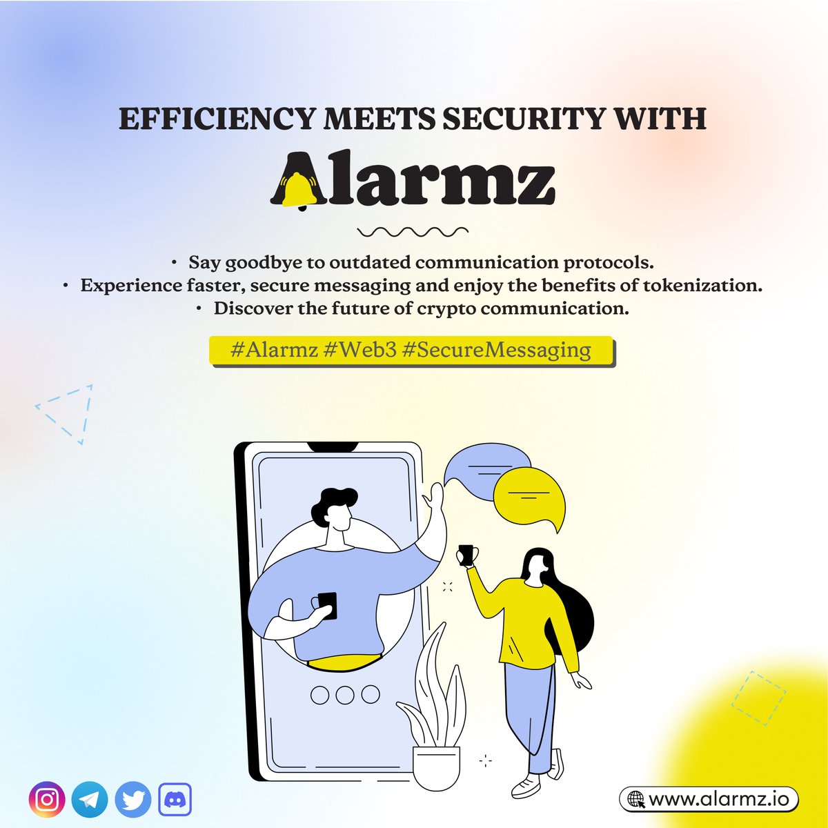 Alarmzprotocol's tweet image. Efficiency meets #Security with #Alarmz!
Say goodbye to outdated #communicationprotocols.
Experience faster, secure messaging and enjoy the benefits of #tokenization.
Discover the future of crypto communication. #Alarmz #alz @alarm #Crypto #CryptoTwitter #Cryptomeme…