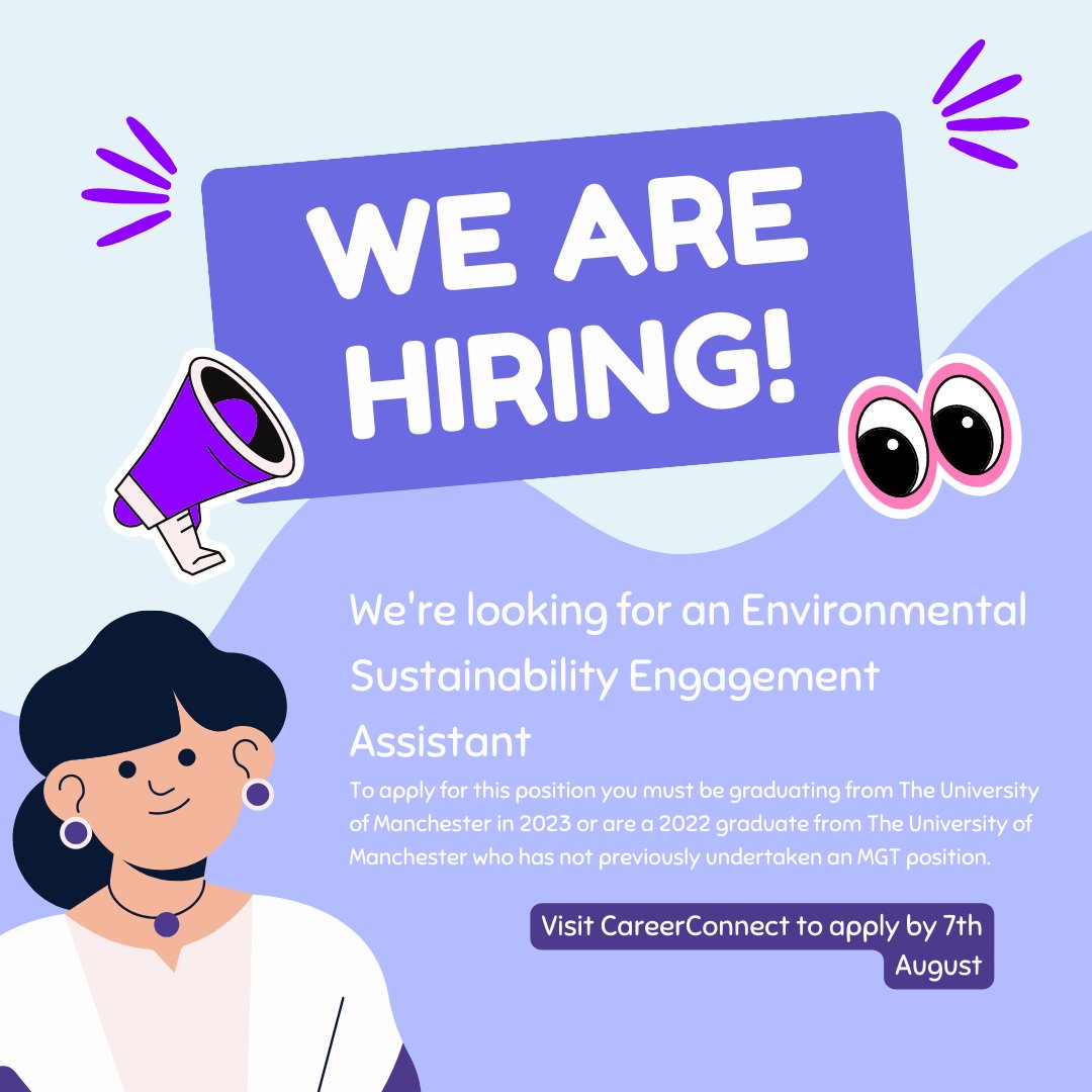UoMSust's tweet photo. We are looking for a new member of our team! https://t.co/DTdb9z1JUn
