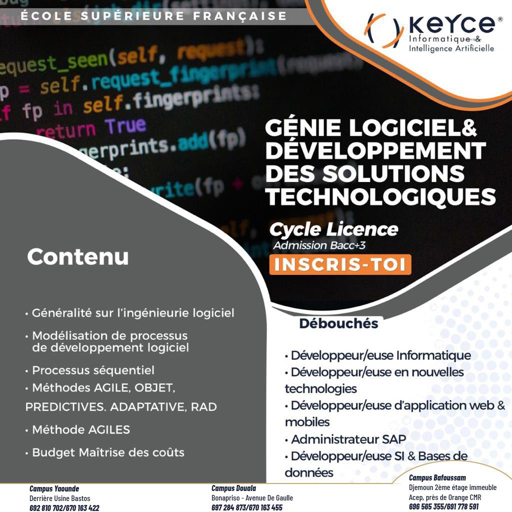 KeyceCameroun's tweet image. 📚🌍🎓 𝐁𝐢𝐞𝐧𝐯𝐞𝐧𝐮𝐞 𝐚 Keyceinformatiquecm, 𝐨𝐮̀ 𝐥𝐞𝐬 𝐨𝐩𝐩𝐨𝐫𝐭𝐮𝐧𝐢𝐭𝐞́𝐬 𝐬𝐞 𝐭𝐫𝐚𝐧𝐬𝐟𝐨𝐫𝐦𝐞𝐧𝐭 𝐞𝐧 𝐬𝐮𝐜𝐜𝐞̀𝐬 ! 💼🚀

#keyceinformatiquecameroun #Cybersécurité #Formation #ÉtudesSupérieures #ProtectionNumérique #ia #informatique
