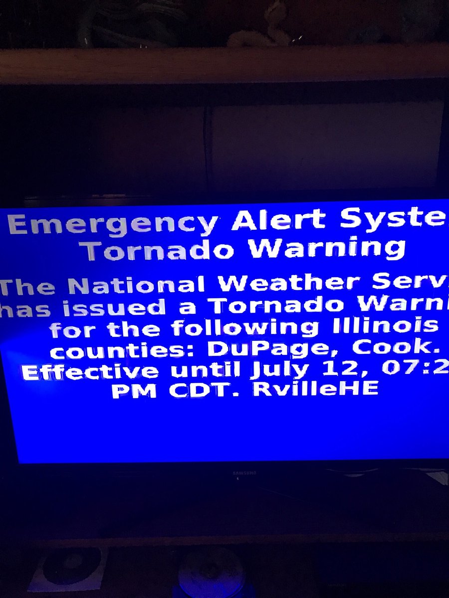 wb9vgo's tweet photo. @TracyButlerABC7 Multiple sources is great idea. I get warning on phone and go watch detailed live local news coverage. TV showing projected impact zones when Xfinity breaks in with their generic blue slide and NWS radio audio. https://t.co/ikb3uNev4b