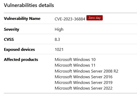 DavidTaig's tweet photo. Official from @msftsecurity - New zero-day vulnerabilities #CVE-2023-36884 #ZeroDay https://t.co/r94nyCuJrv