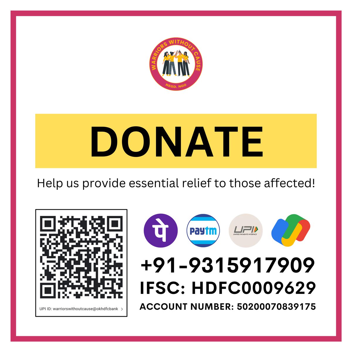 wwcngo's tweet photo. We need your Help 🚨 Calling on organisations and individuals you can help us provide relief to the affected individuals. Please DM us!

Our team is on ground doing what we can. https://t.co/9yw5Fo9wpA
