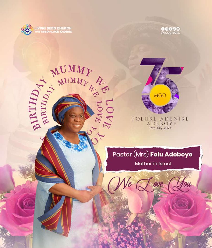 rccglsckd's tweet photo. Happy birthday mummy,
We call you blessed ma,
We love youuu @pastorfoluadeboye 
God bless you! ❤🌹

#rccglsckd 
#theseedplacekd 
#birthdays 
#kaduna 
#ilovelsc
#mgoat75 https://t.co/tVKbAHipwa
