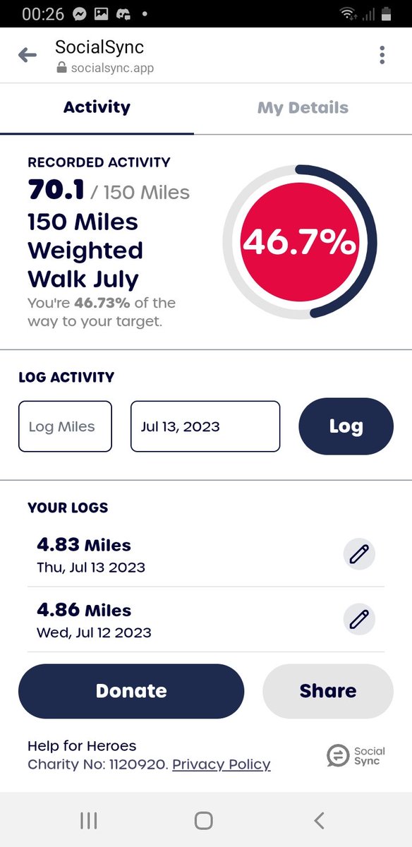 DanteNDigitalis's tweet photo. Almost at the halfway mark.
70 miles carrying 35kg. (2 of those miles at 45kg)

Please share, donate or support. 

#helpforheroes #fundraising #fundraiser #share #support #supportlocal #donate #weightedwalk #charity #charitywalk https://t.co/KWKH5xt7wx