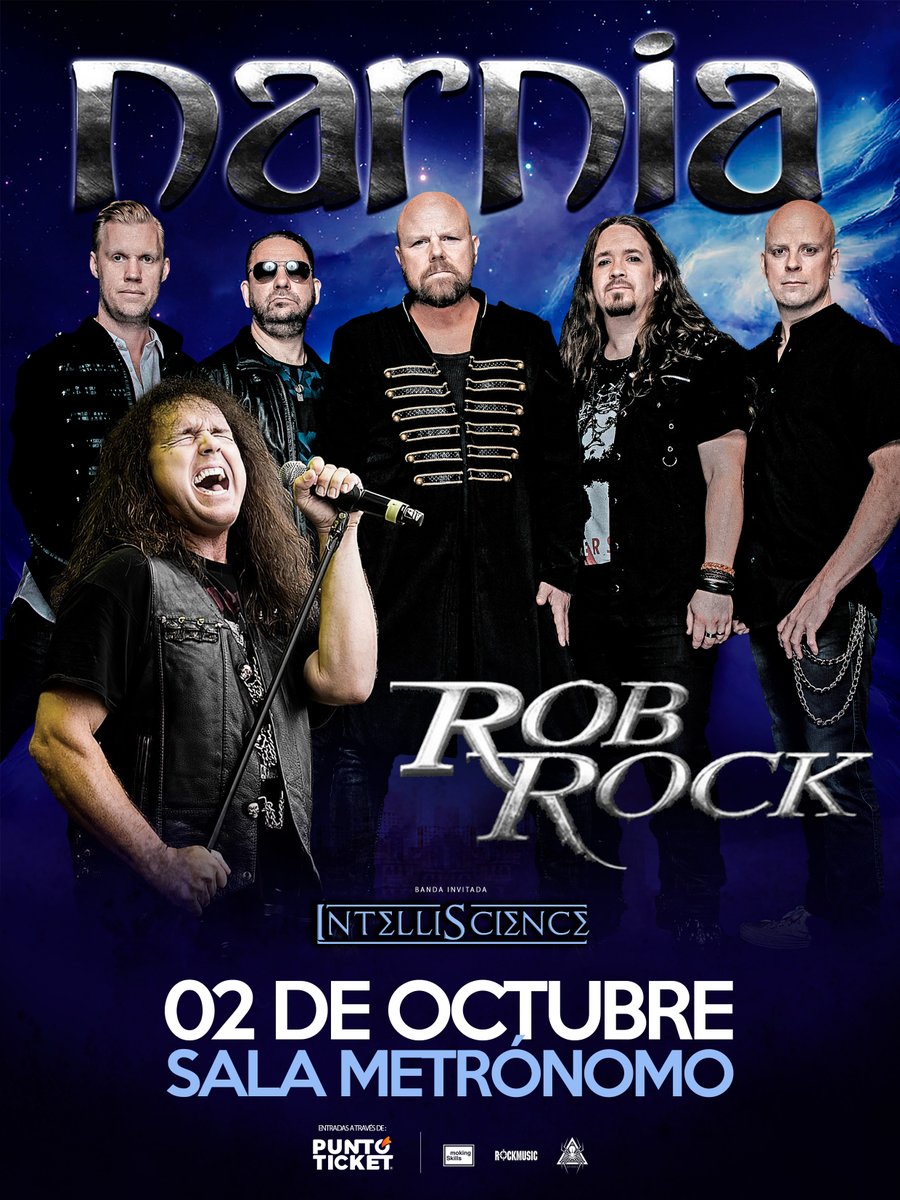 PowerofMetalcl's tweet photo. OJO ¡@Narniatheband junto a @RobRockmusic e IntelliScience en Sala Metrónomo el 2 de Octubre!

Entradas desde mañana viernes 14 al mediodía en PuntoTicket

Valor: $30.000 (más cargo por servicio) en preventa y de $35.000 (más cargo por servicio) la entrada general.

@spider_prod https://t.co/eU0Dh7ERNR