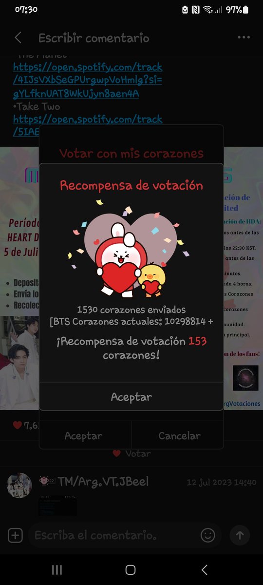 STEFYZAV's tweet photo. @ArgVotaciones Buen dia! Dejo mis capturas 

#TakeTwoByBTS
#TakeTwo   @BTS_twt https://t.co/WHyU9HRuLo