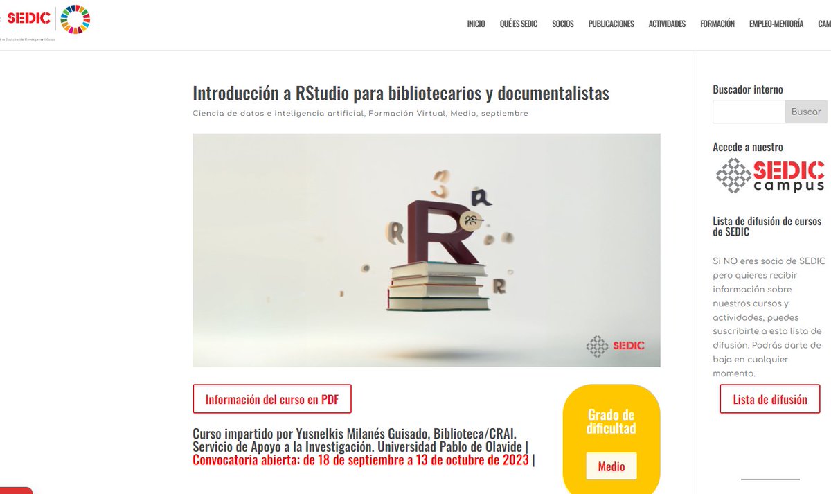 Milanes_guisado's tweet photo. Para los bibliotecarios, profesionales de la info que les interese aprender R desde cero:

Estaré dado este curso a través de la SEDIC sept_octubre 

https://t.co/AOiDqk8pW8

@SEDIC20 #Rstudio #dataliteracy #datascience #datascienceforlibrarians #librarian https://t.co/H5JSWrsYPd