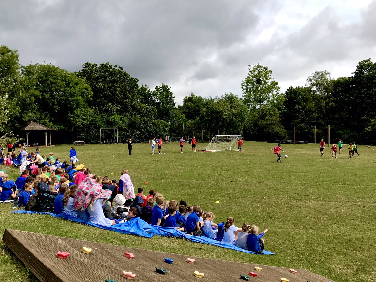 thedellschool's tweet photo. Action on the football pitch today in our annual Staff v Year 6 match. Another lovely whole school event for players and crowd alike. #healthyconfidentindividuals https://t.co/oeSg5sz75B