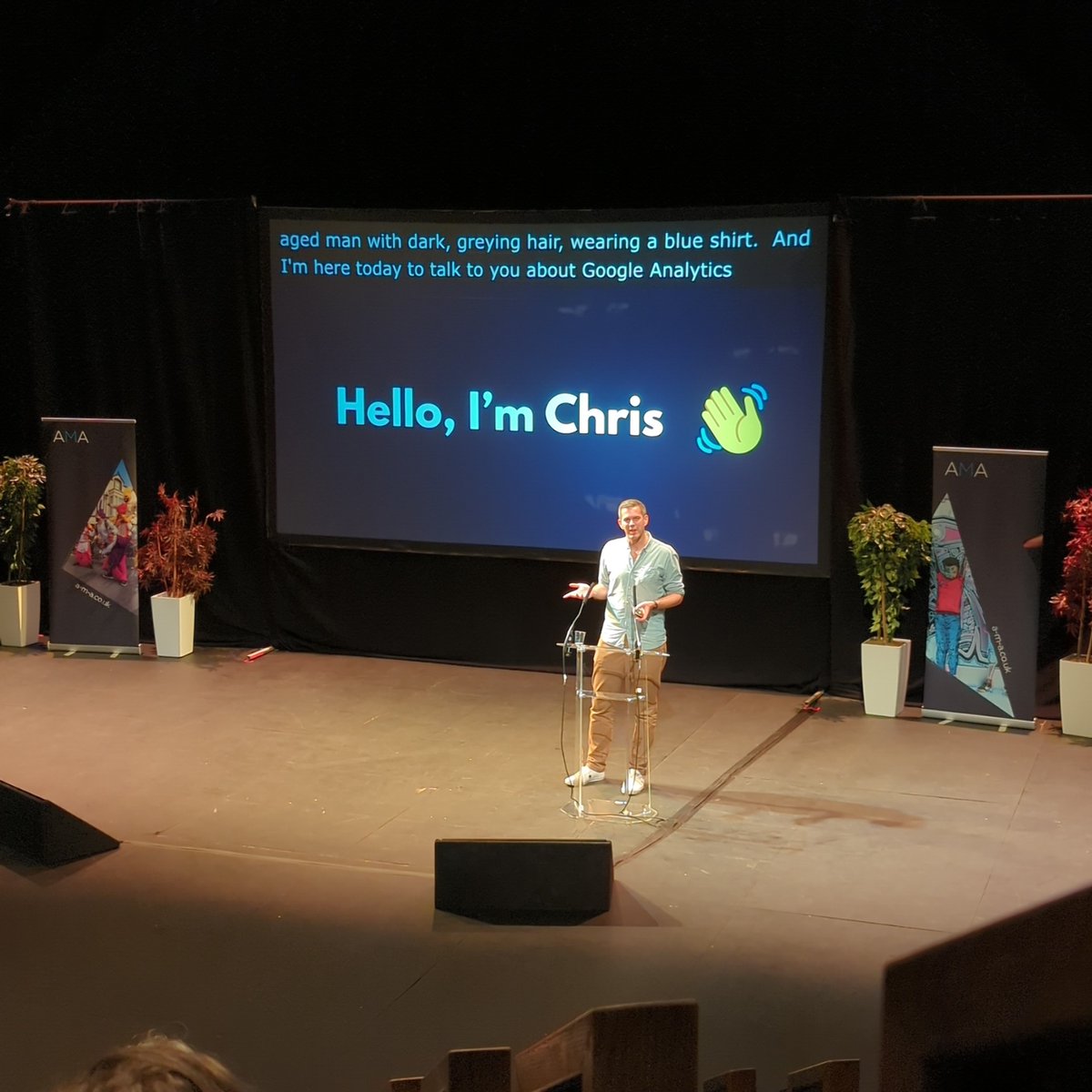 JamesAkers's tweet photo. "Google Analytics 4 is easy to use and I'll prove it" says @ChrisUnitt from the wonderful lot @OneFurther #AMAconf https://t.co/sJ5oSF3hGC