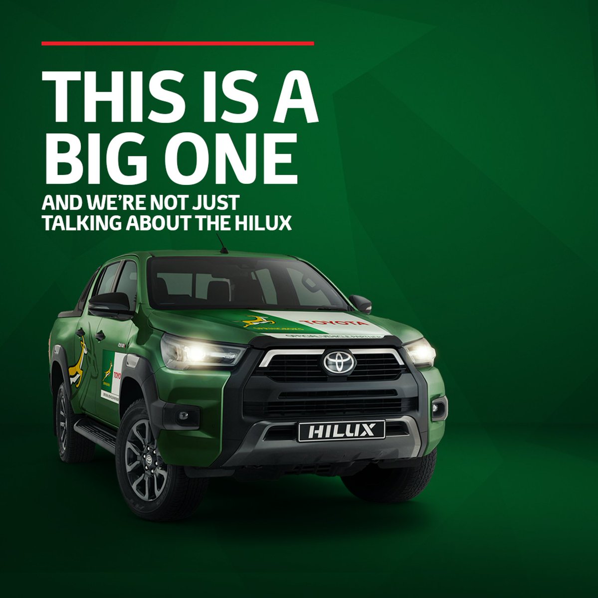 ToyotaSA's tweet photo. The Bokke are back in action this weekend. Good luck to the @Springboks, who are set to renew their legendary rivalry with the All Blacks in Auckland. Bring on the #LegendaryToughness, Bokke! ​🏉💪

Who are you looking forward to seeing in action? #TOYOTAxSPRINGBOKS #HiluxLegends https://t.co/ujTf3vMRRY
