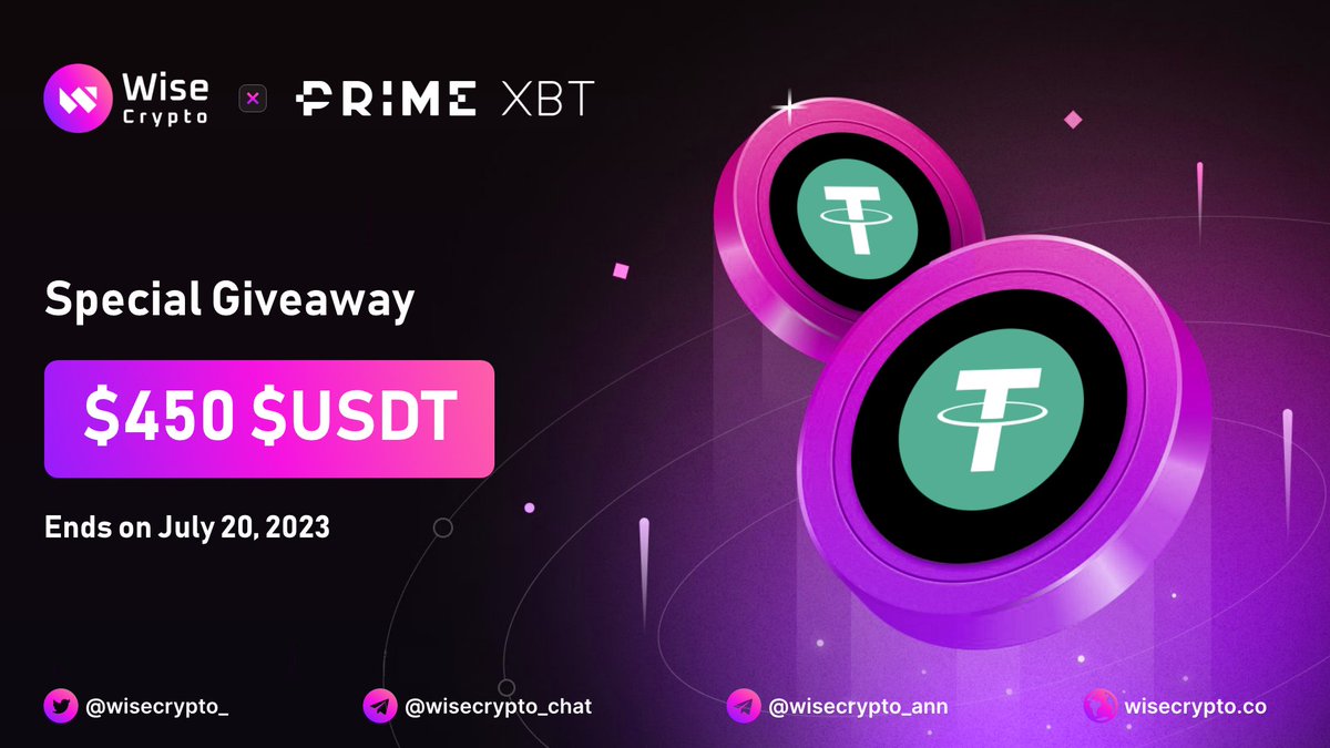 🥳 Wise Crypto X PrimeXBT Giveaway

🏆 Prize Pool - $450 $USDT

To Enter
✅ Follow <a href="/WiseCrypto_/">Wise Crypto</a> &amp; <a href="/PrimeXBT/">PrimeXBT</a>
✅ RT &amp; Tag 3 Friends
✅ Complete Gleam gleam.io/LLgjb/wise-cry…

#Airdrop #Giveaway #Crypto #WiseCrypto #USDT