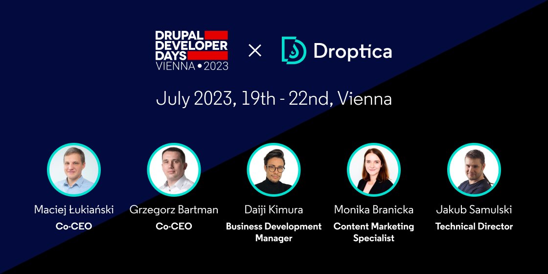 monika_branicka's tweet image. Next week I'll be visiting beautiful Vienna with the Droptica team for the @drupaldevdays 🌟Our company is a gold sponsor of the event.
I’m looking forward to meeting with the #Drupal community and eating the famous Viennese pralines 😋
#DrupalDeveloperDays #DDD2023