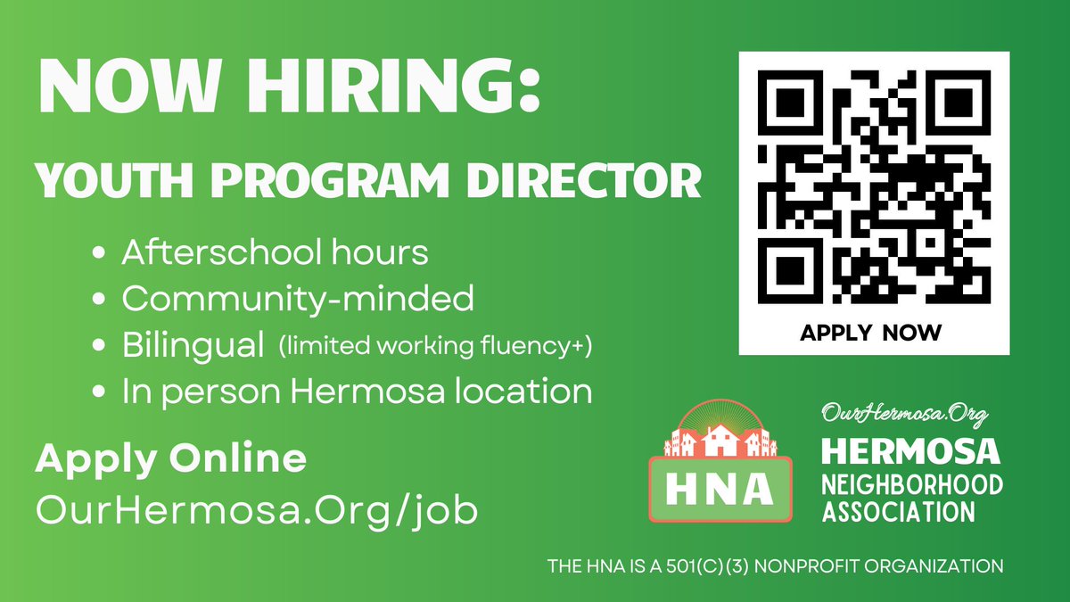 OurHermosa's tweet photo. HNA is Growing! Now Hiring for Youth Program and looking for Volunteers for Teen Paint + Sip, Cleanups + more // ¡HNA está creciendo! Ahora contratando para el programa juvenil, voluntario Teen Paint + Sip #chicago #ourhermosa #volunteering - https://t.co/SUNxQyyw2e https://t.co/BelZqCTd0S