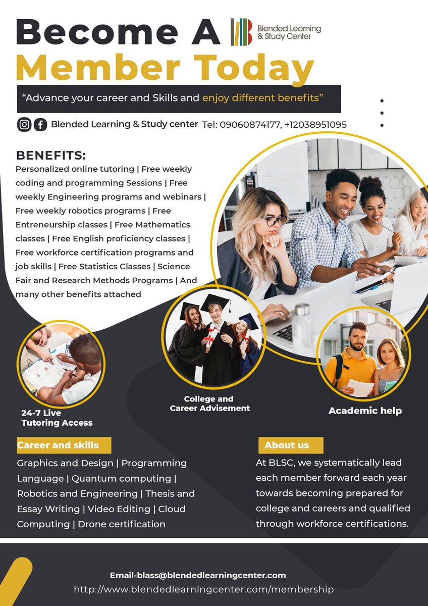 BlendedLStudyC's tweet photo. Join Blended Learning and Study Center to gain the skills, tools and network you need to be successful and make an impact.
Join us at 👇
 https://t.co/7aJcrbQKAe

Contact us:
+12038951095 OR +2349060874177 https://t.co/j9gTWgikxB