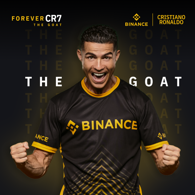 binance's tweet photo. CR7 👉 the greatest of all time.