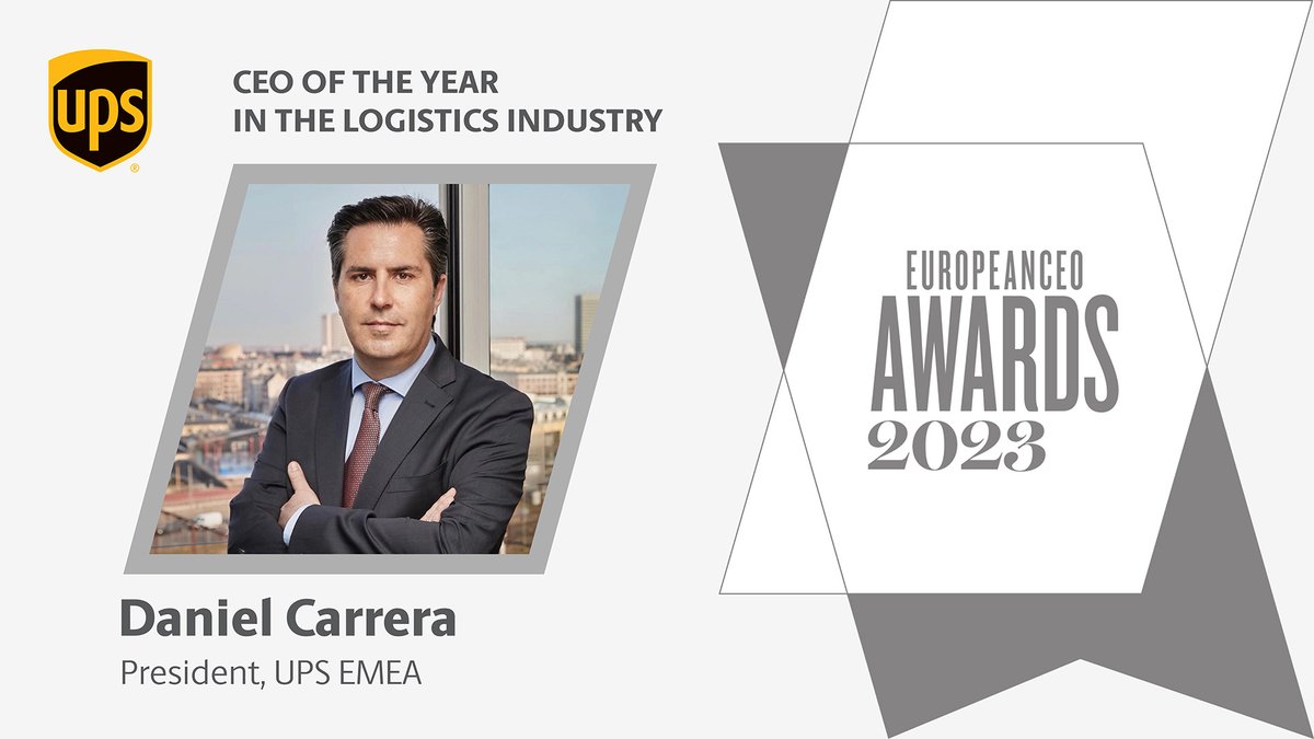 UPS_UK's tweet image. We’re proud to announce that Daniel Carrera has been named the European CEO of the Year in the #Logistics category! Leading over 48,000 #UPSers across 56 countries & territories, he is driving sustainable innovation & propelling SMBs to reach new heights 🎉europeanceo.com/awards-2023/