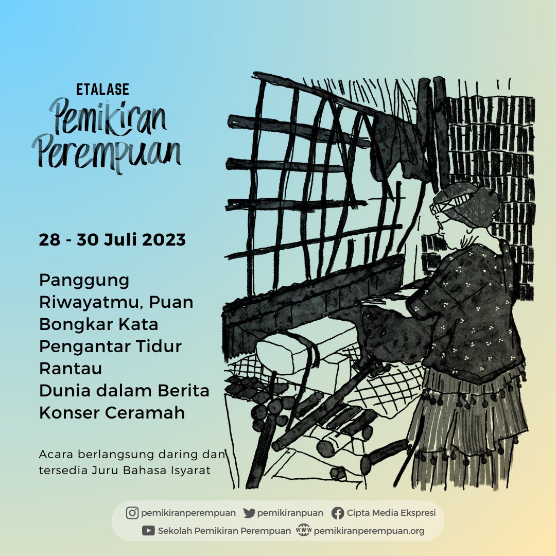 Program Etalase dikembangkan dari rangkaian diskusi #SekolahPemikiranPerempuan (SPP) bersama dengan para peserta yang berkumpul secara daring selama kurang lebih 18 minggu. 

Kami menampilkan program-program khas dan baru dalam Etalase Pemikiran Perempuan 2023.