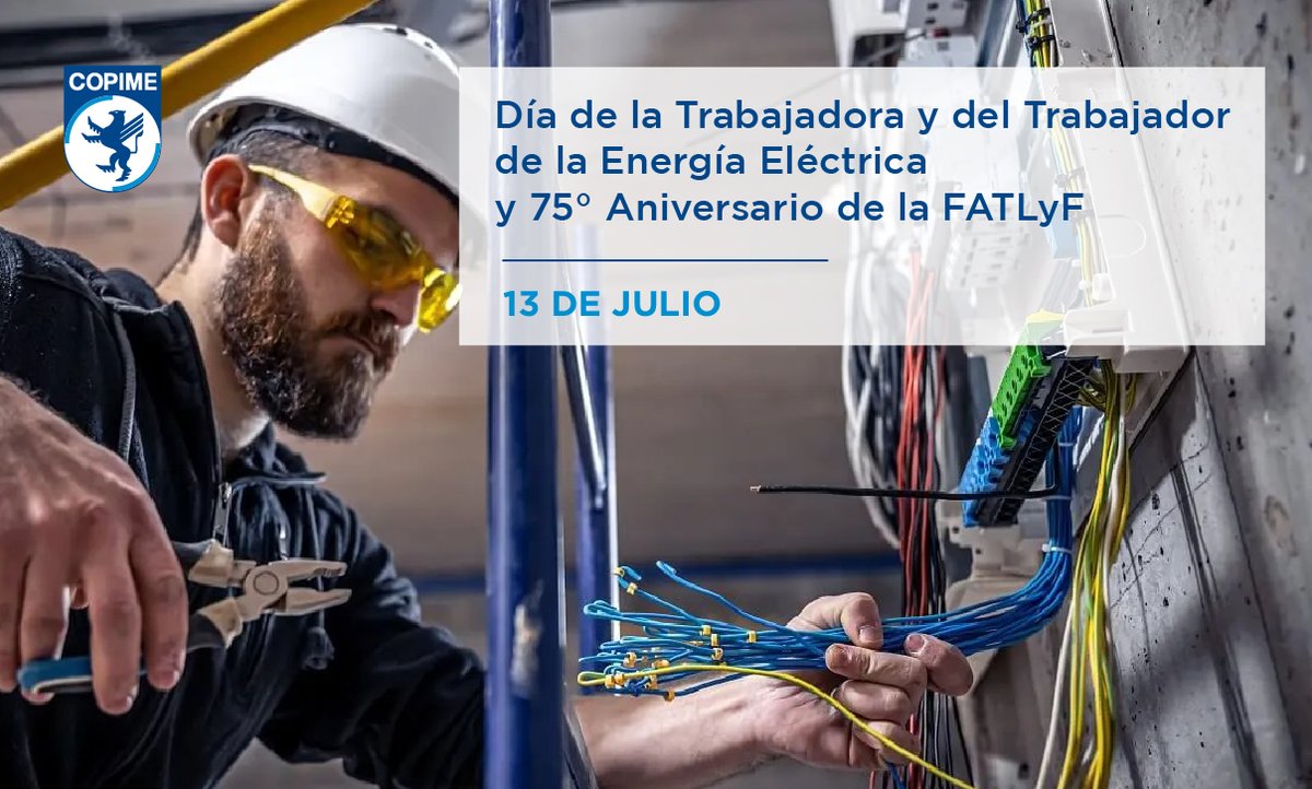 copimeorg's tweet photo. El COPIME saluda en su día a quienes se desempeñan en el área de la energía eléctrica. https://t.co/t4O7RpyESj