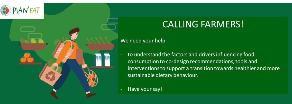 Calling all farmers in Ireland-Share your thoughts on healthy, sustainable food systems/diets!
Interested &amp; willing to complete an online survey? Click here - forms.gle/EvWmfGYguVEr2N…
<a href="/PlanEat_eu/">Plan'Eat</a> <a href="/eilsgibney/">Eileen Gibney</a> <a href="/ucdagfood/">UCD School Ag & Food</a>
<a href="/UCD_Ag_Soc/">UCD Agricultural Science Society</a> <a href="/UCD_Research/">UCD Research</a> @ucdfoodandhealth <a href="/AifricOSullivan/">Aifric O'Sullivan</a>