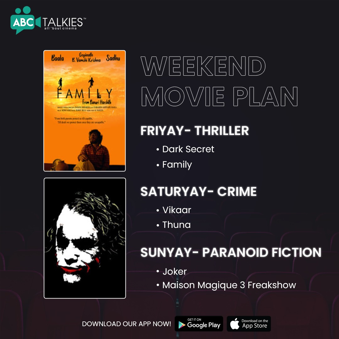Thrills, Crimes, and Paranoia: A Weekend Spiced Just Right! 🍿

#movieplans #weekendvibes #bingewatching #film #abctalkies #weekendplans #weekendmood  #weekendentertainment #moviemarathon #crimethrillers #mysteriousplots