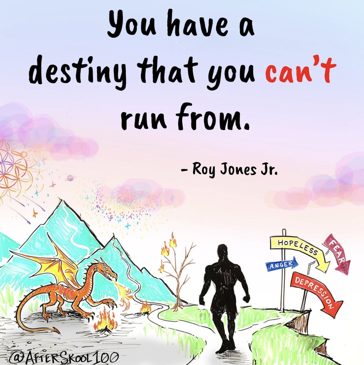 AfterSkool101's tweet photo. "The higher power gave you more. When more is given, more is expected. I understand the pressure, but God built us different...You have a destiny that you can't run from." - Roy Jones Jr. ⁠
#afterskool #freewill https://t.co/7pqKBJco0y