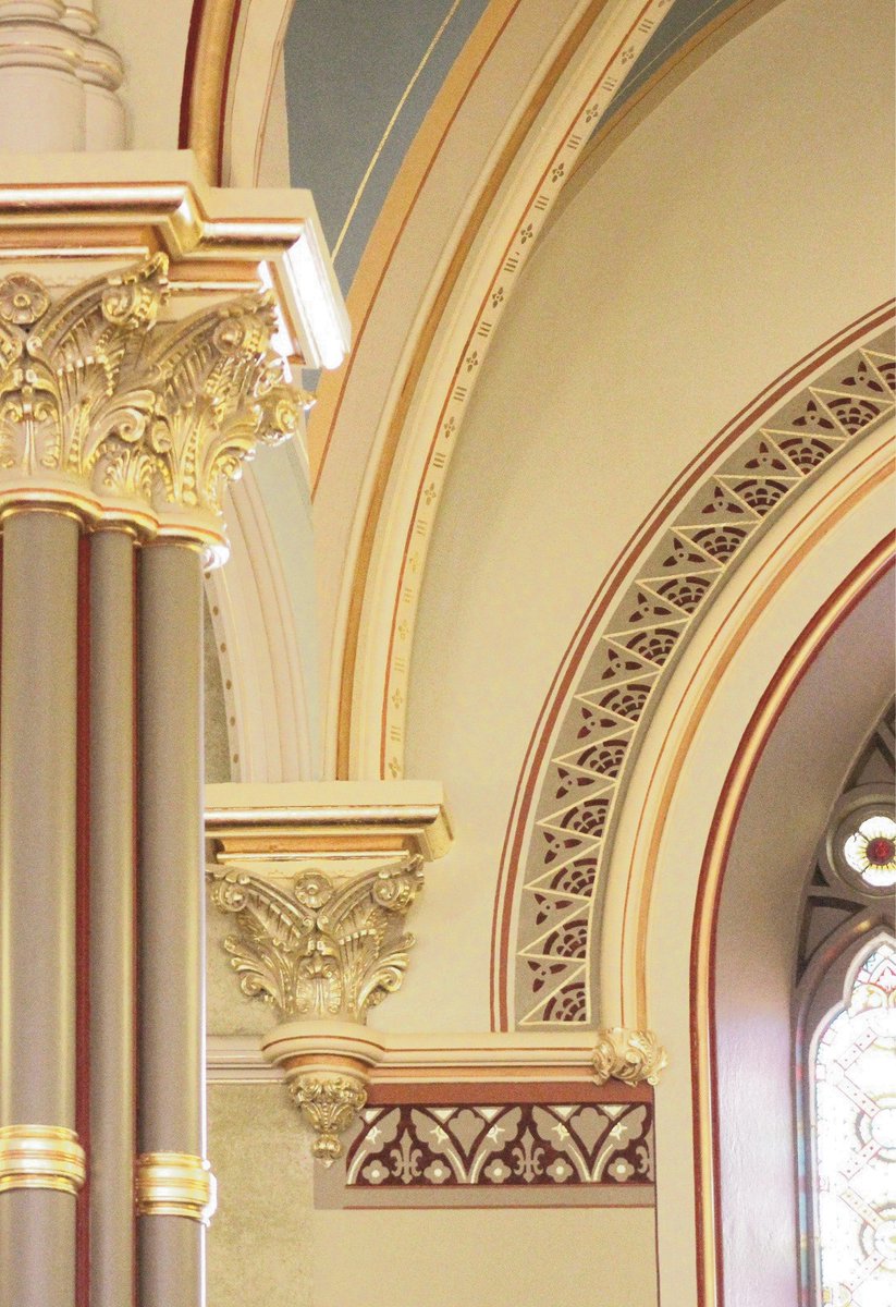 CLA_1976_'s tweet photo. #Mockups allow our team to visually display the design scheme on-site for the client. Pictured is a section of a mockup created for a #ChurchRestoration project.
#DesignMockup #DecorativeFinishes #DesignScheme #ColorScheme #StenciledDesigns #LiturgicalArts #HistoricPreservation https://t.co/rGpuKEtLJU