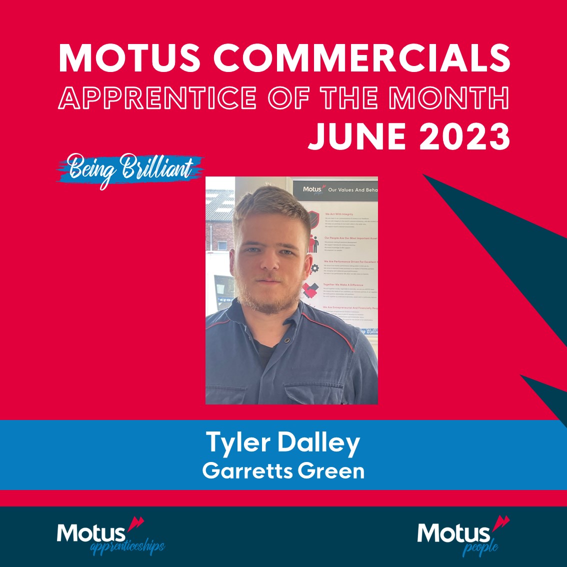 Congratulations to Tyler Dalley, June's Apprentice of the Month! ⭐

Tyler was nominated by his service manager, Tanya Ford, and she couldn't be prouder of his progress!🥳

#ApprenticeOfTheMonth #Nomination #Award #Talent #Proud #TeamMotus #Apprentice #MotusCommercialsCareers