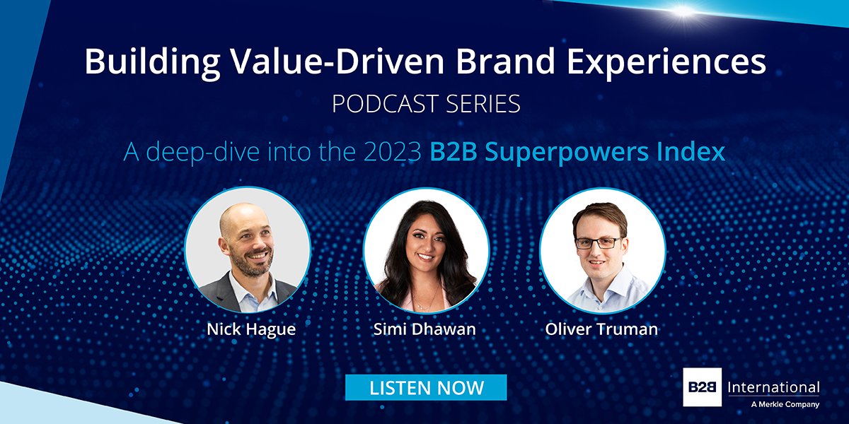 B2B International (@b2b_insight) on Twitter photo 🎙 New podcast episode! 🎙
<a href="/Nick_HagueB2B/">Nick Hague</a> is joined by <a href="/B2B_Insight/">B2B International</a>'s Oliver Truman & Simi Dhawan to explore key insights from the 2023 B2B Superpowers Index and discuss the implications for B2B brands 👉 b2bint.nl/oliverandsimi 🎙 New podcast episode! 🎙
<a href="/Nick_HagueB2B/">Nick Hague</a> is joined by <a href="/B2B_Insight/">B2B International</a>'s Oliver Truman & Simi Dhawan to explore key insights from the 2023 B2B Superpowers Index and discuss the implications for B2B brands 👉 b2bint.nl/oliverandsimi