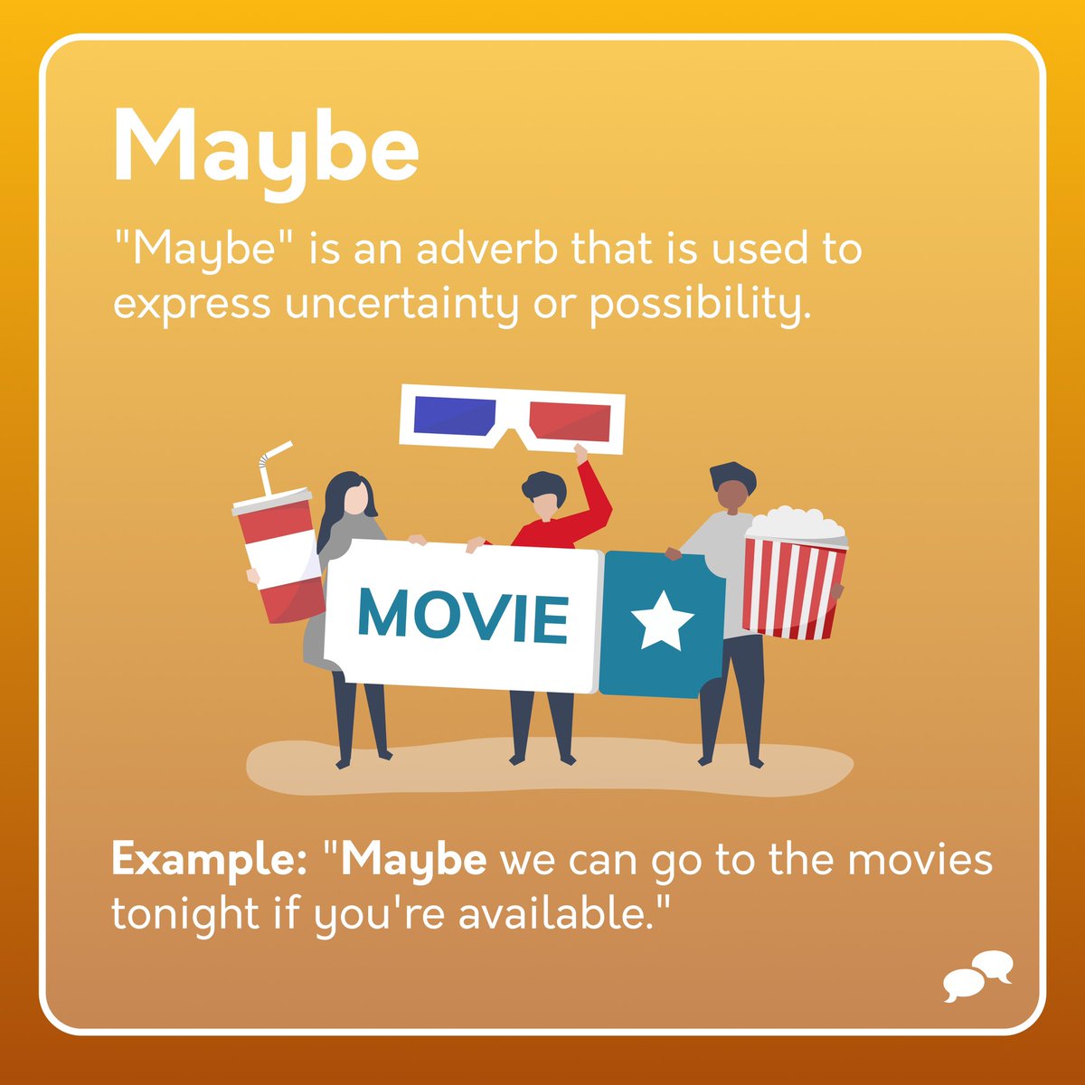 EnglishCentral1's tweet image. 👩‍🏫 Remember, &quot;maybe&quot; is an adverb expressing uncertainty or possibility, while &quot;may be&quot; is a verb phrase indicating possibility or permission. It&apos;s important to use them correctly in sentences to convey your intended meaning.

#EnglishCentral #LearnEnglish #ConfusingVerbs