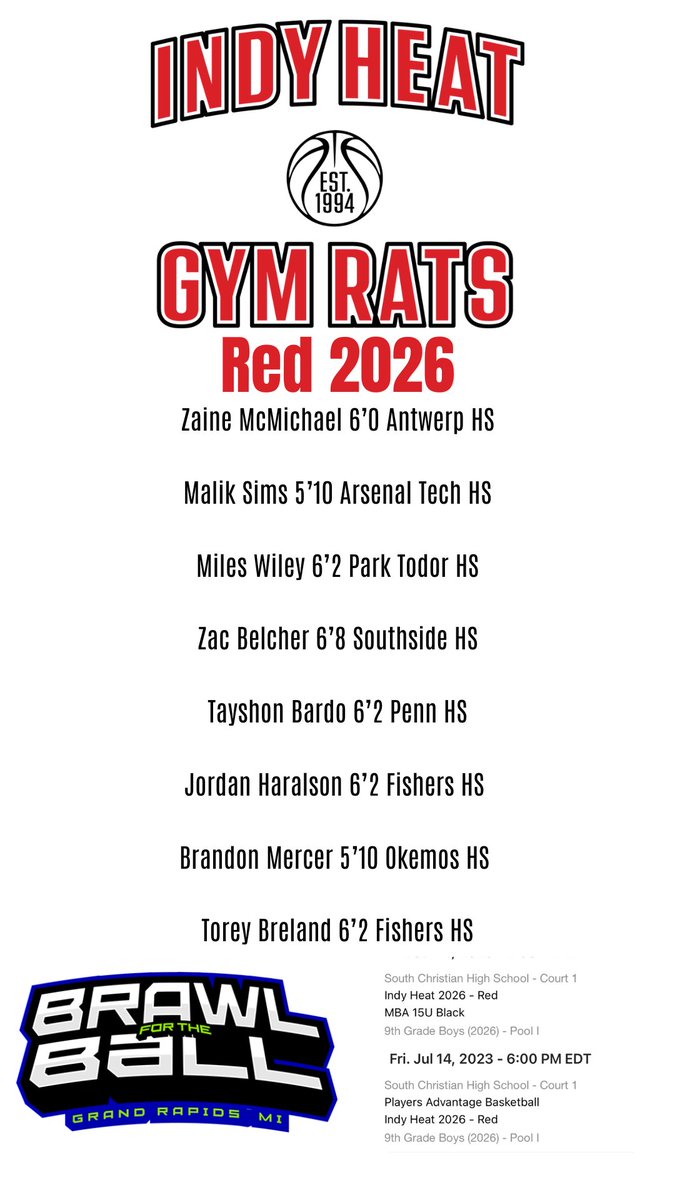Roster and Schedule for our 15U squad. Make sure to check them out this weekend. A lot of young studs in this group with a few new faces.