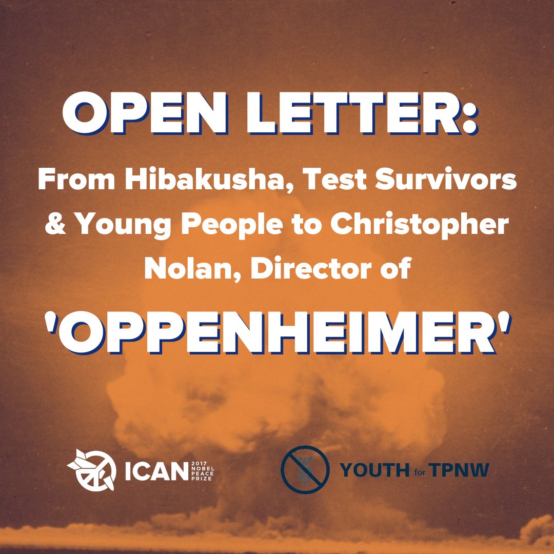 NEW: Hibakusha - survivors of the atomic bombings - have made public a letter to '#Oppenheimer' director Christopher Nolan. With the film's imminent release amidst today’s heightened threat from nuclear weapons, this is an opportunity to boost support for the #TPNW. @nuclearban